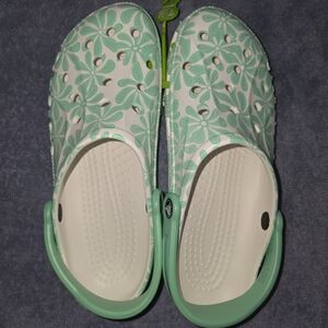 CROCS Mint Green Floral Sandals